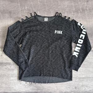 PINK Victorias Secret Cutout Strappy Shoulder Pullover Women S Marled Sweatshirt